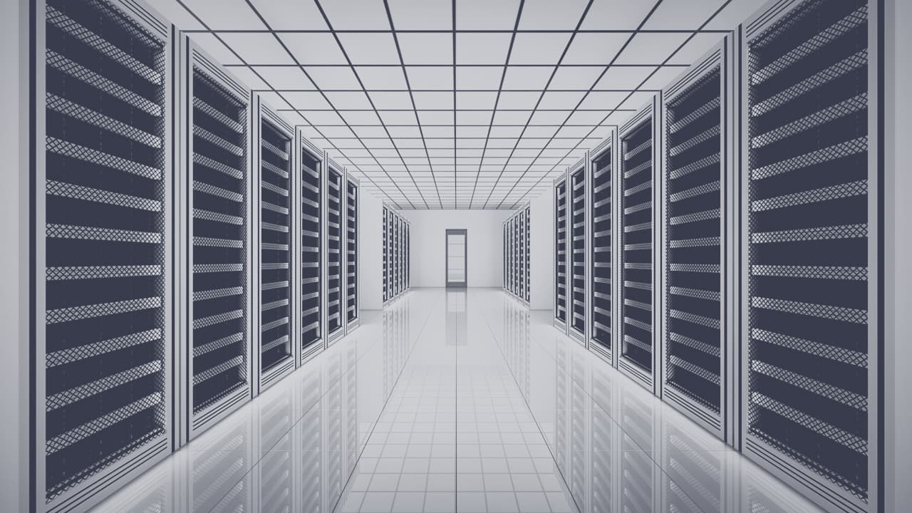 Interior of data server room