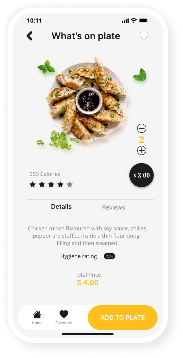 Product details screen mockup