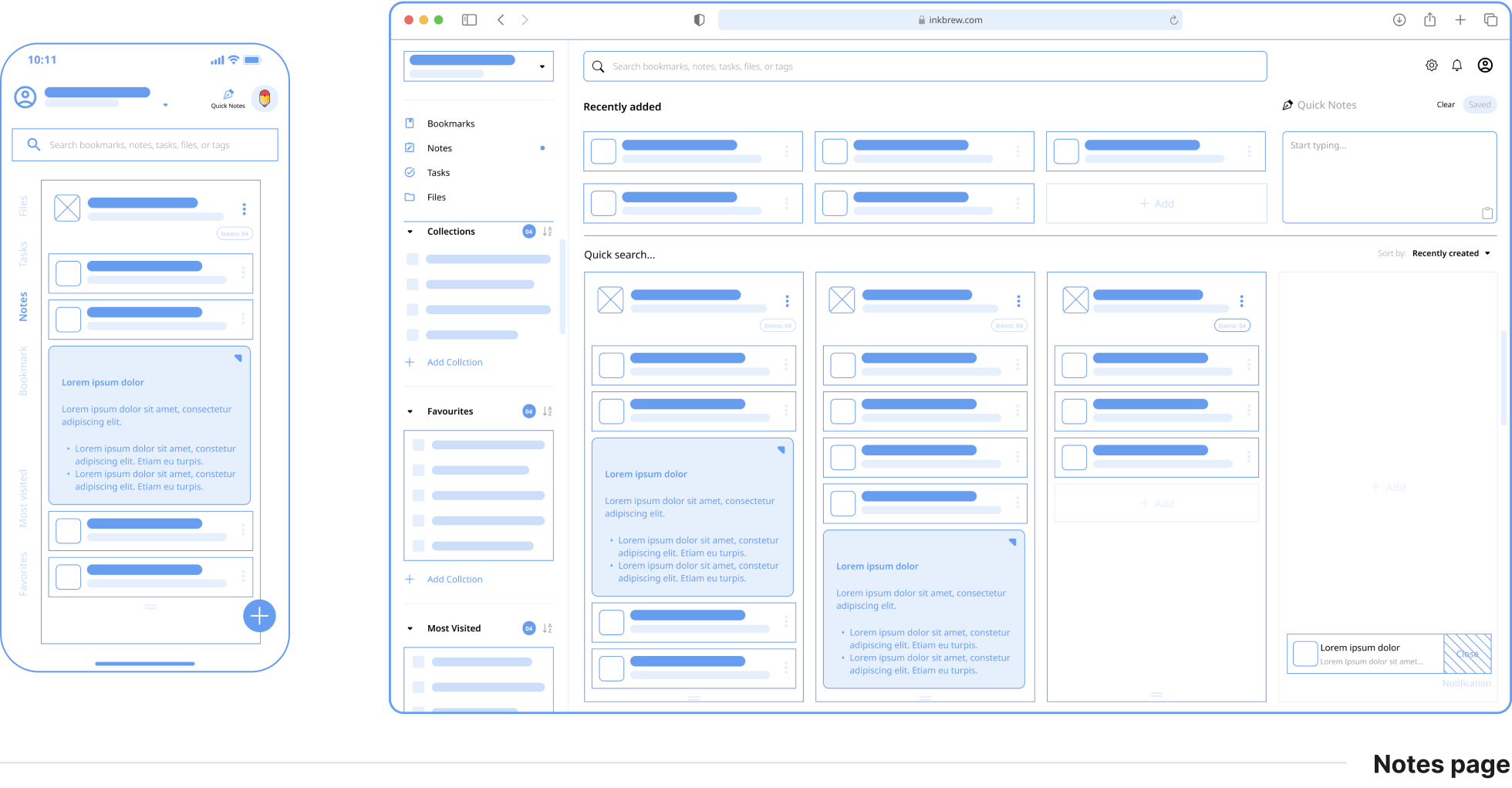 Notes Wireframe