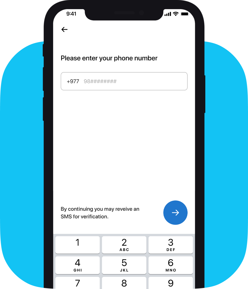 app screenshot when registering new user