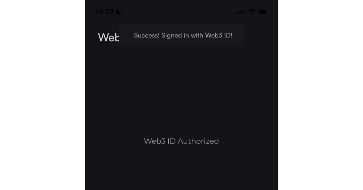 Successfully signed in with decentralized identity solutions