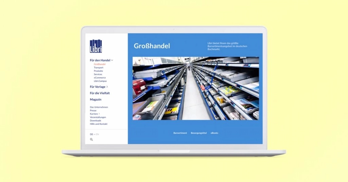 Laptop zeigt die Website von Libri.de