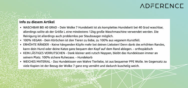 Beispiel gute Beschreibung Amazon Produktlisting