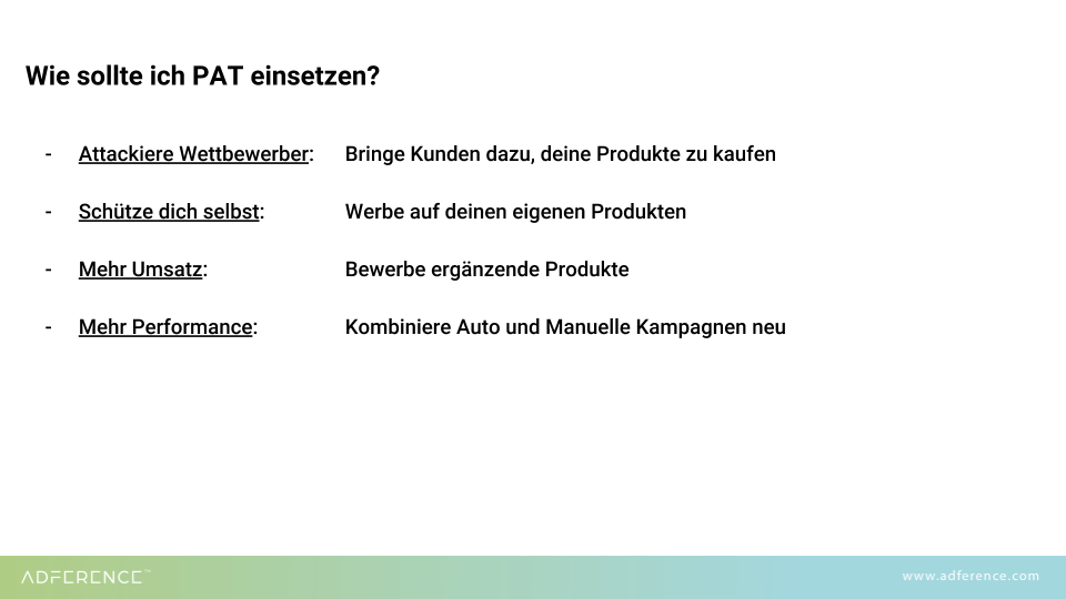 Wie sollte ich PAT einsetzen?