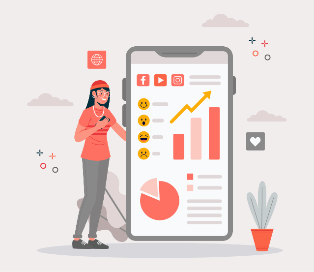 A person standing next to a large cellphoneDescription automatically generated