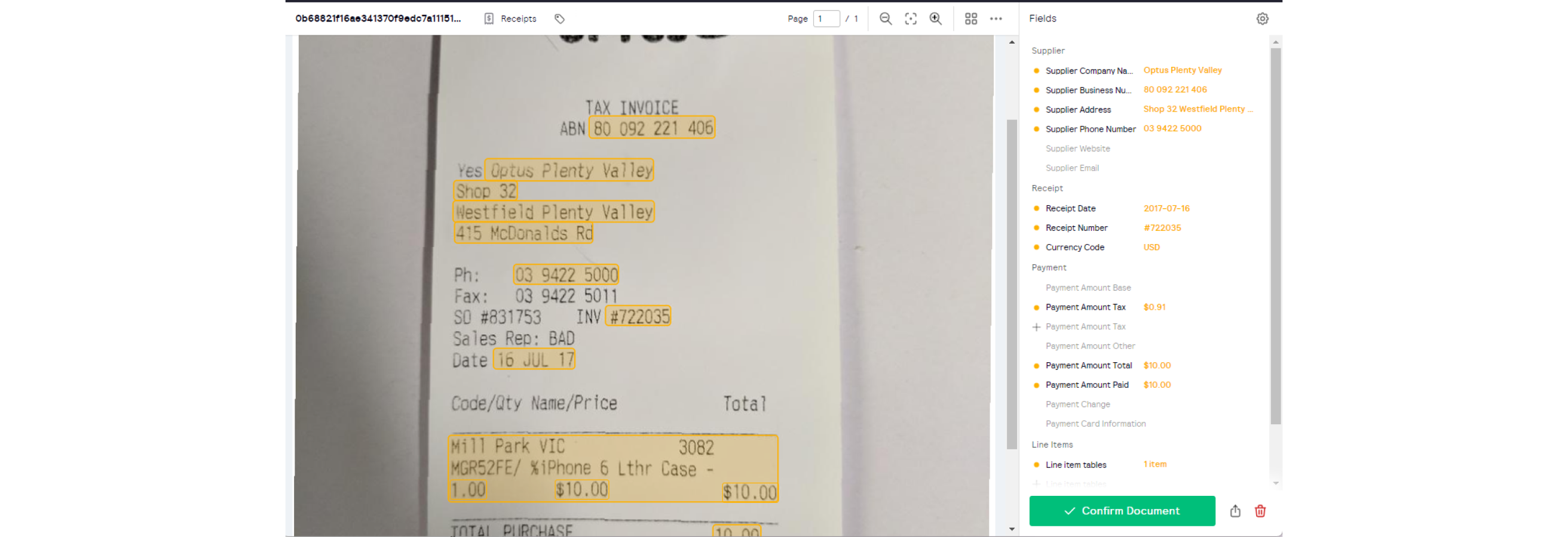Receipt Extractor | Affinda