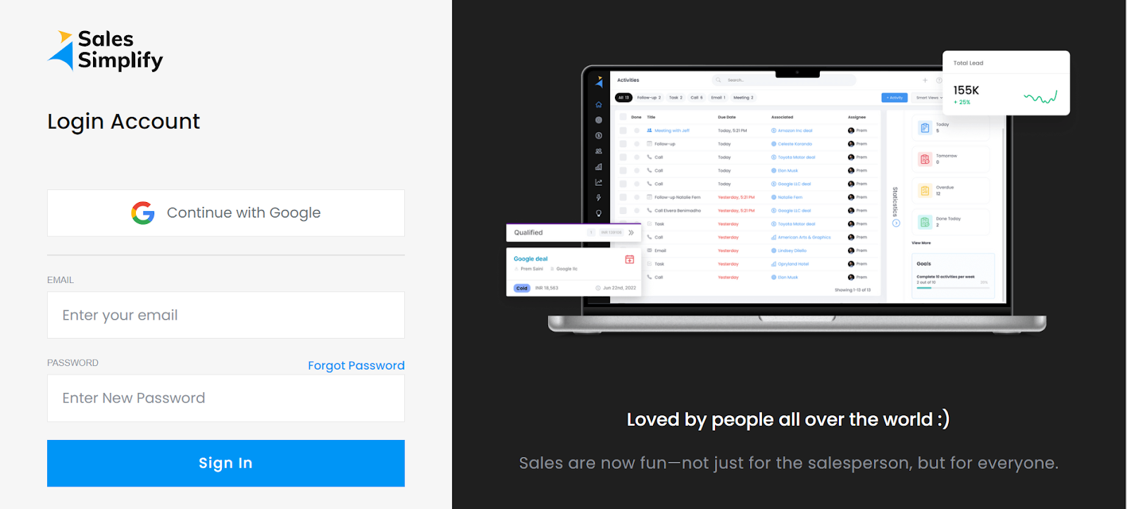Login page screenshot