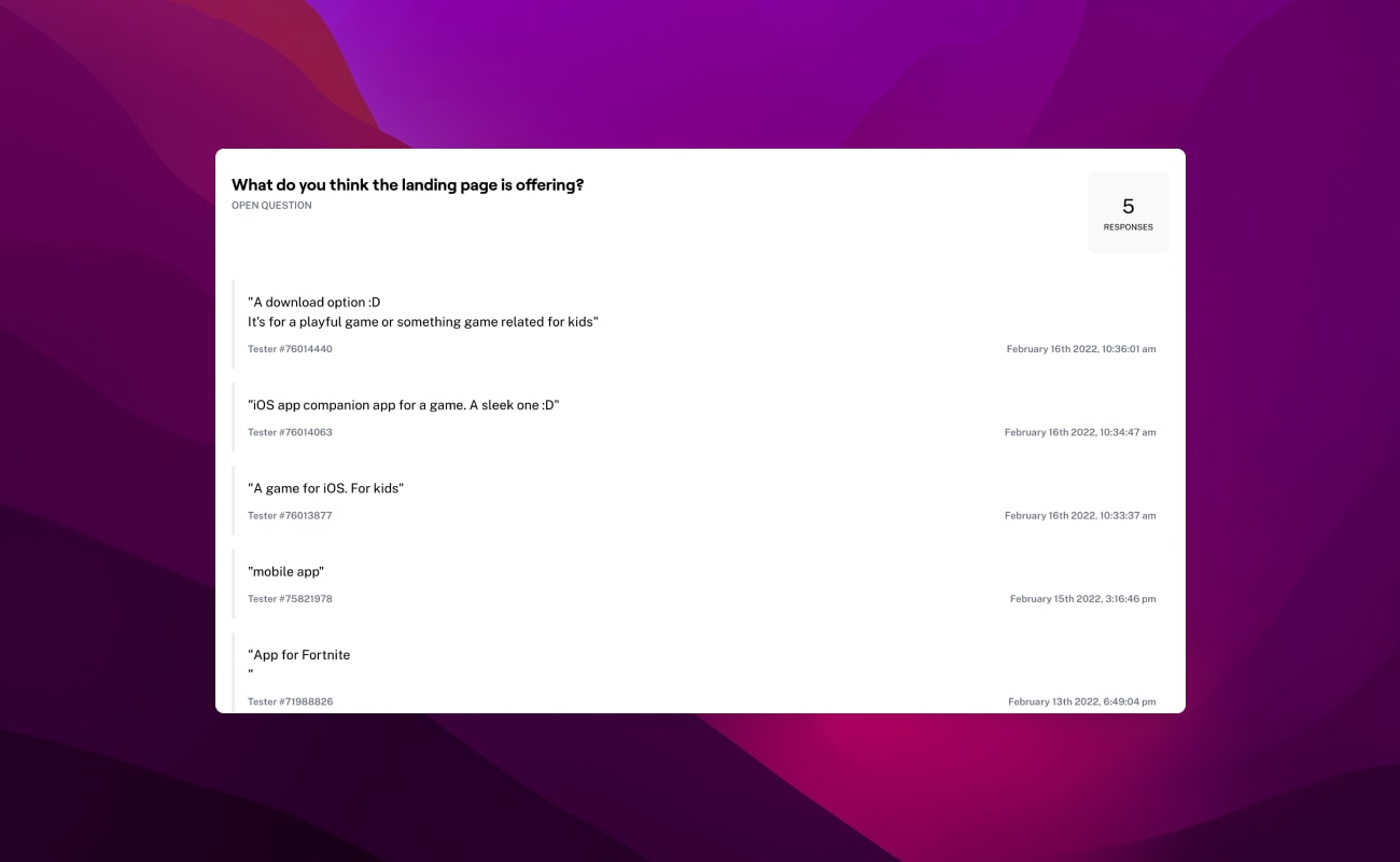 Answers in Maze results dashboard