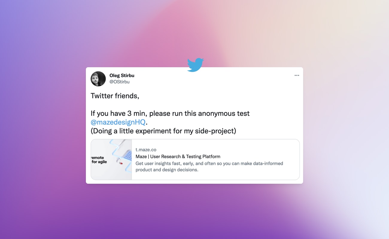 Tweet I used to gather feedback from my followers. A test as ideally should be your target audience.