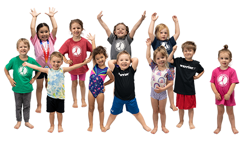 A group photo of the Red Group class at Auburn Gymnastics Center.