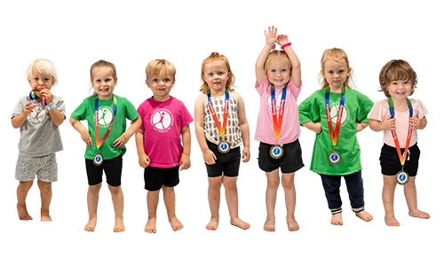 A group of 3 year old gymnasts