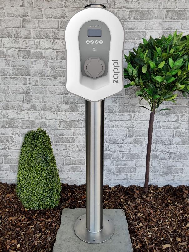 Zappi charging post/pedestal - cylinder with plinth mount - EVCAP