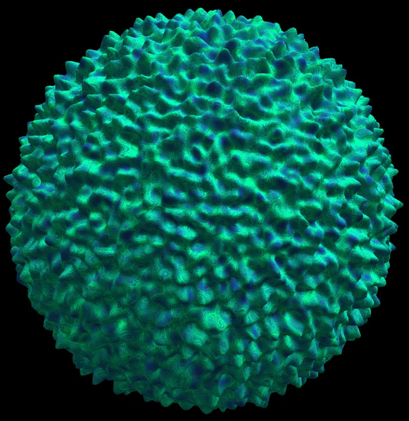 green orb with lots of spiky extrusions
