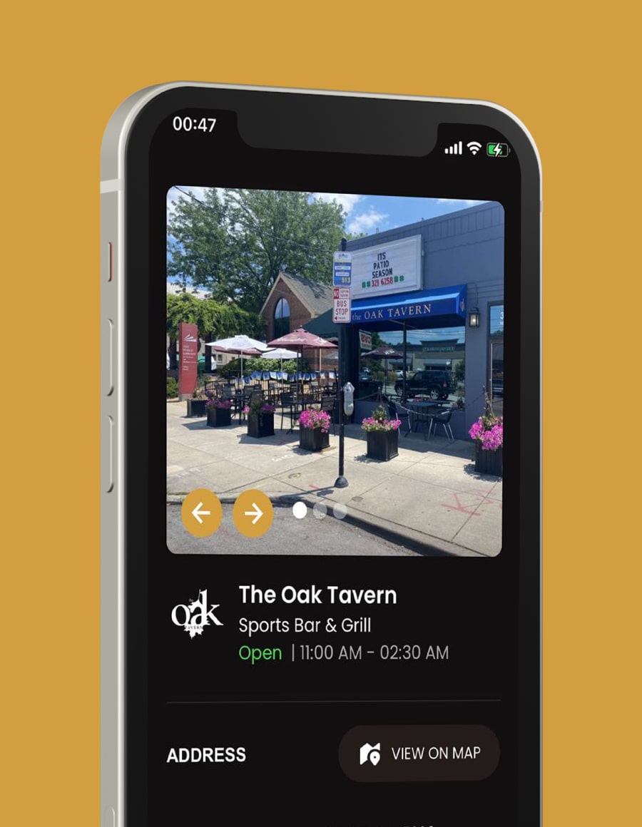 mobile responsive site - Oak tavern