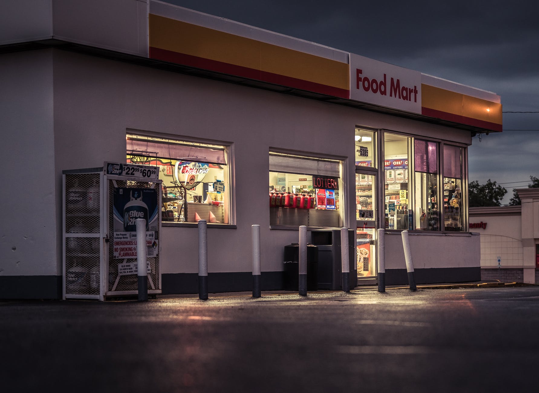 convenience store frontage during night time