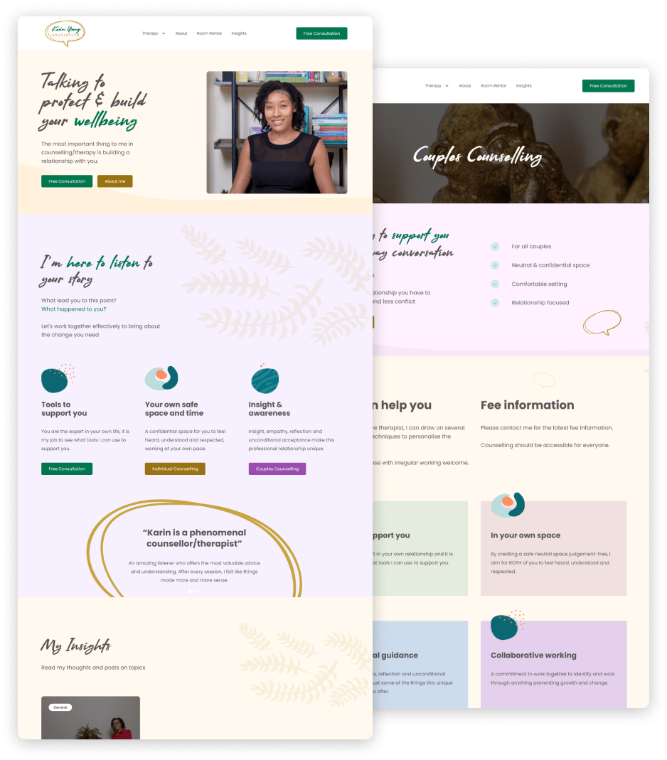 Well-being website for Karin's therapy. — preview