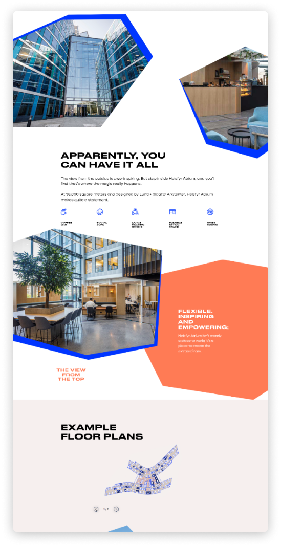 Commercial property development website for Helsfyr Atrium — preview