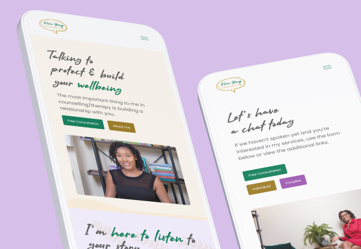 Well-being website for Karin's therapy.