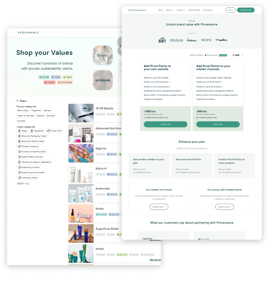 Sustainability marketing technology by Provenance — preview