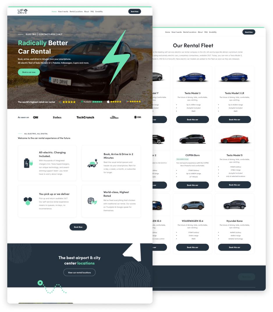 Radically Better Car Rental with UFO Drive — full site preview