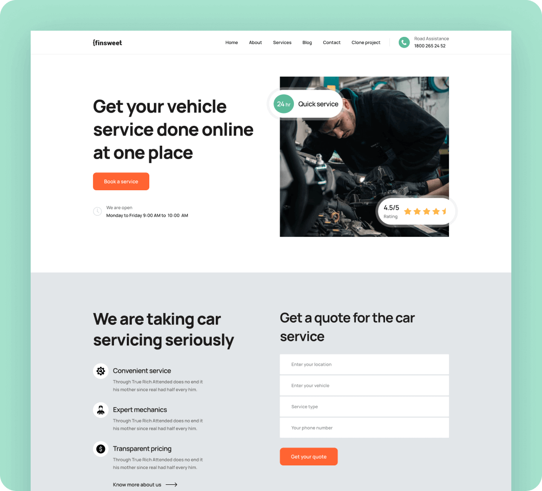 Car service template