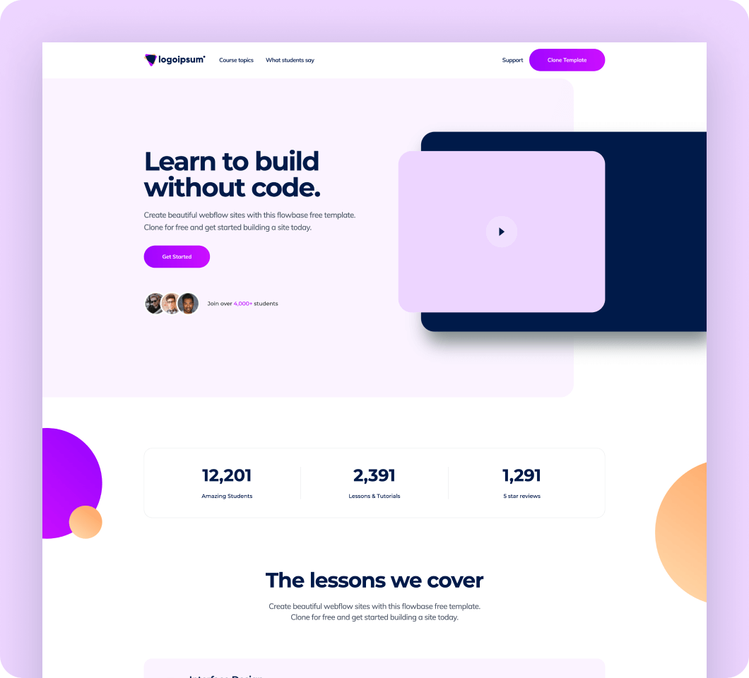 Course template 2 for Webflow