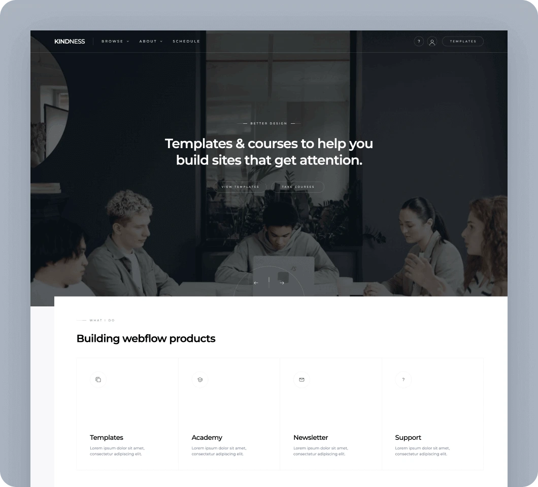 Courses template for Webflow