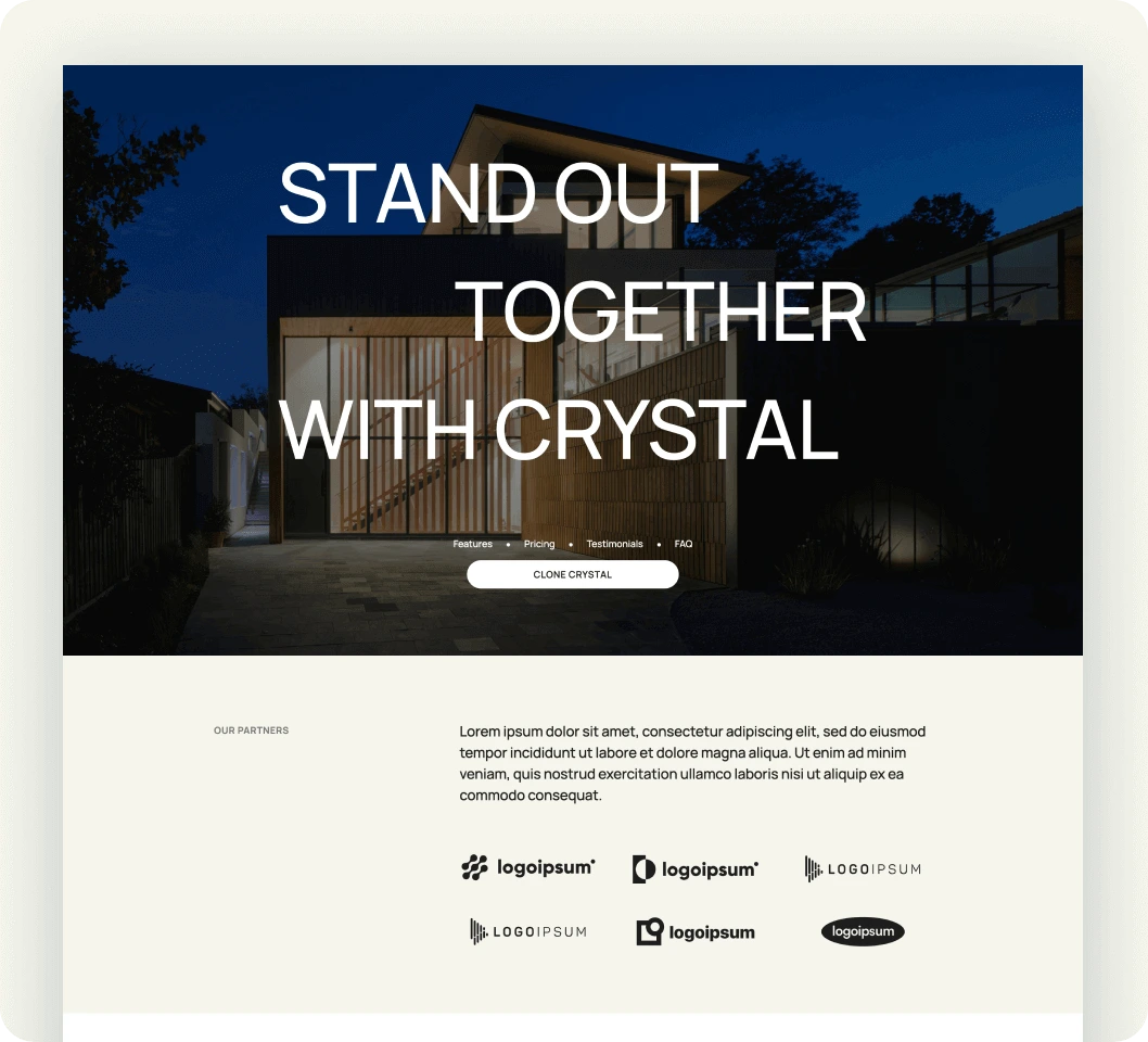 Crystal Webflow template