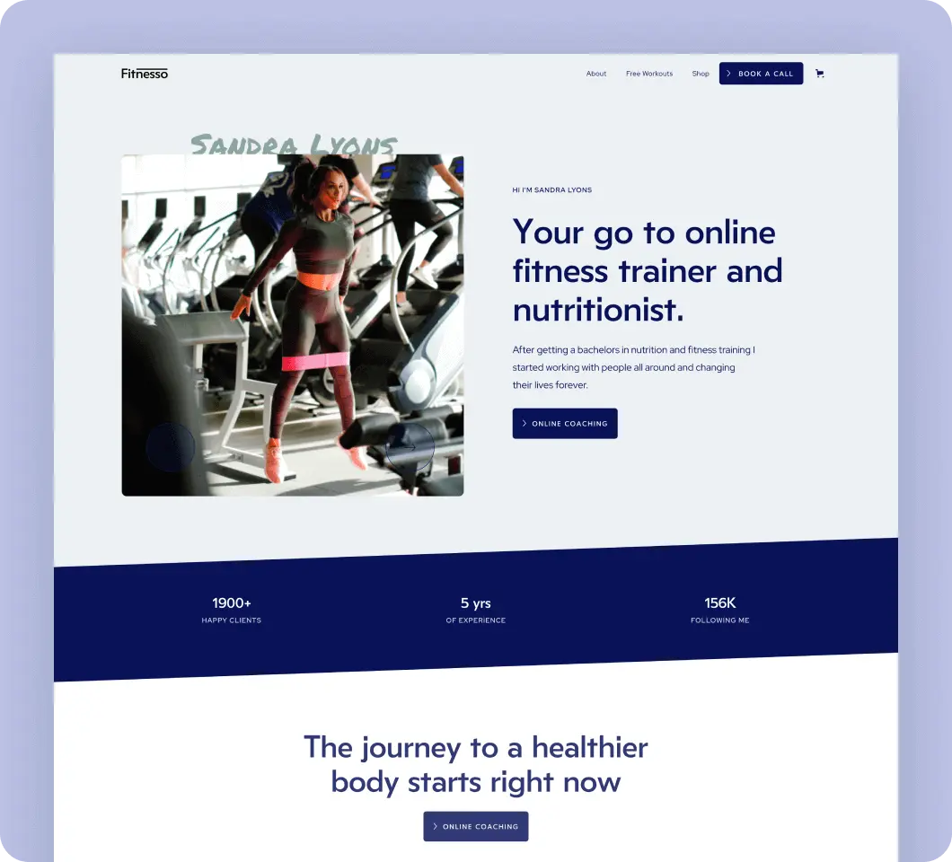 Fitness template for Webflow