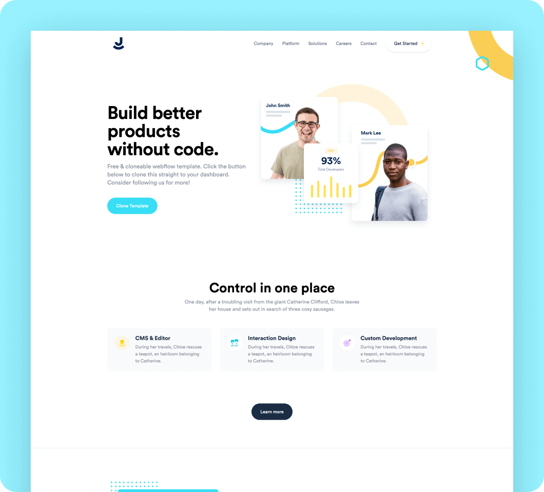 No-code template for Webflow
