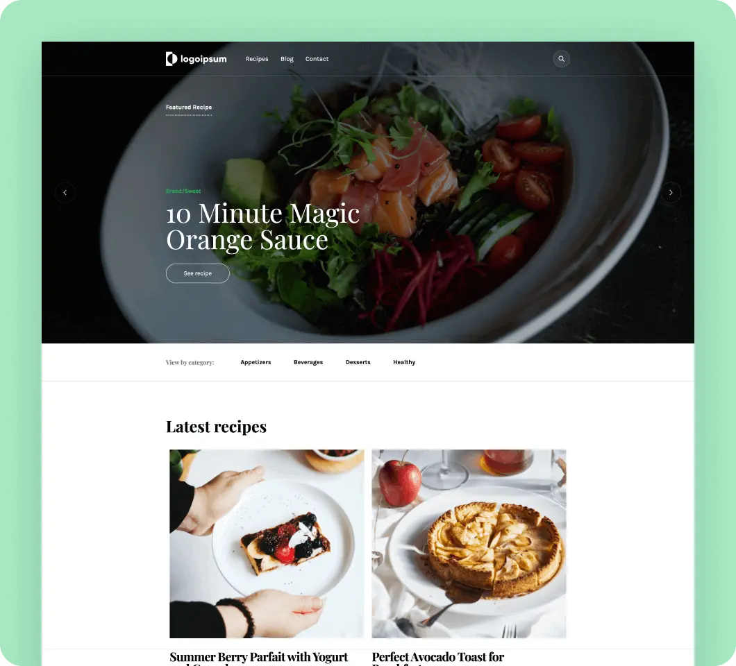Recipes template for Webflow
