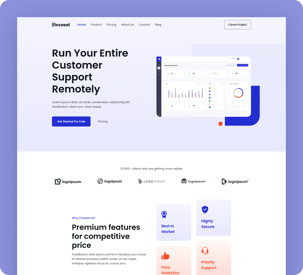 Saas template 11 for Webflow
