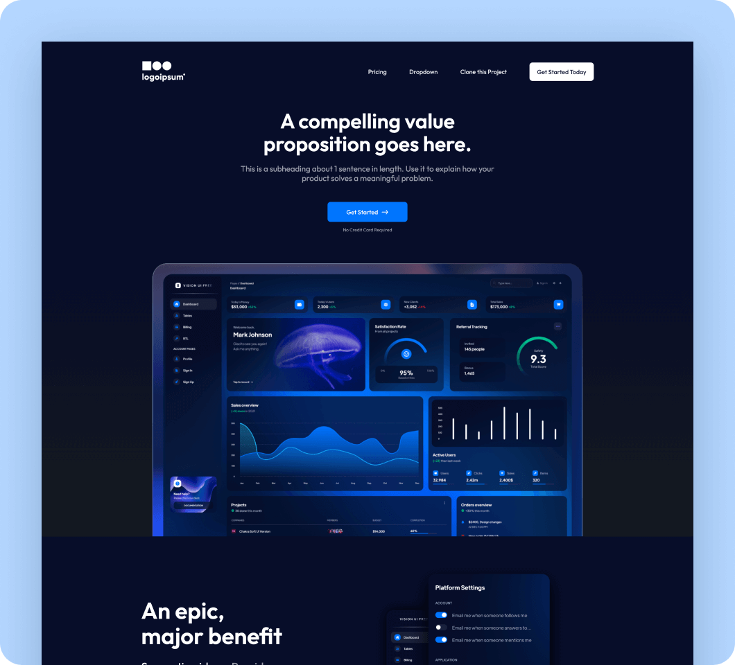 Saas template 6 for Webflow