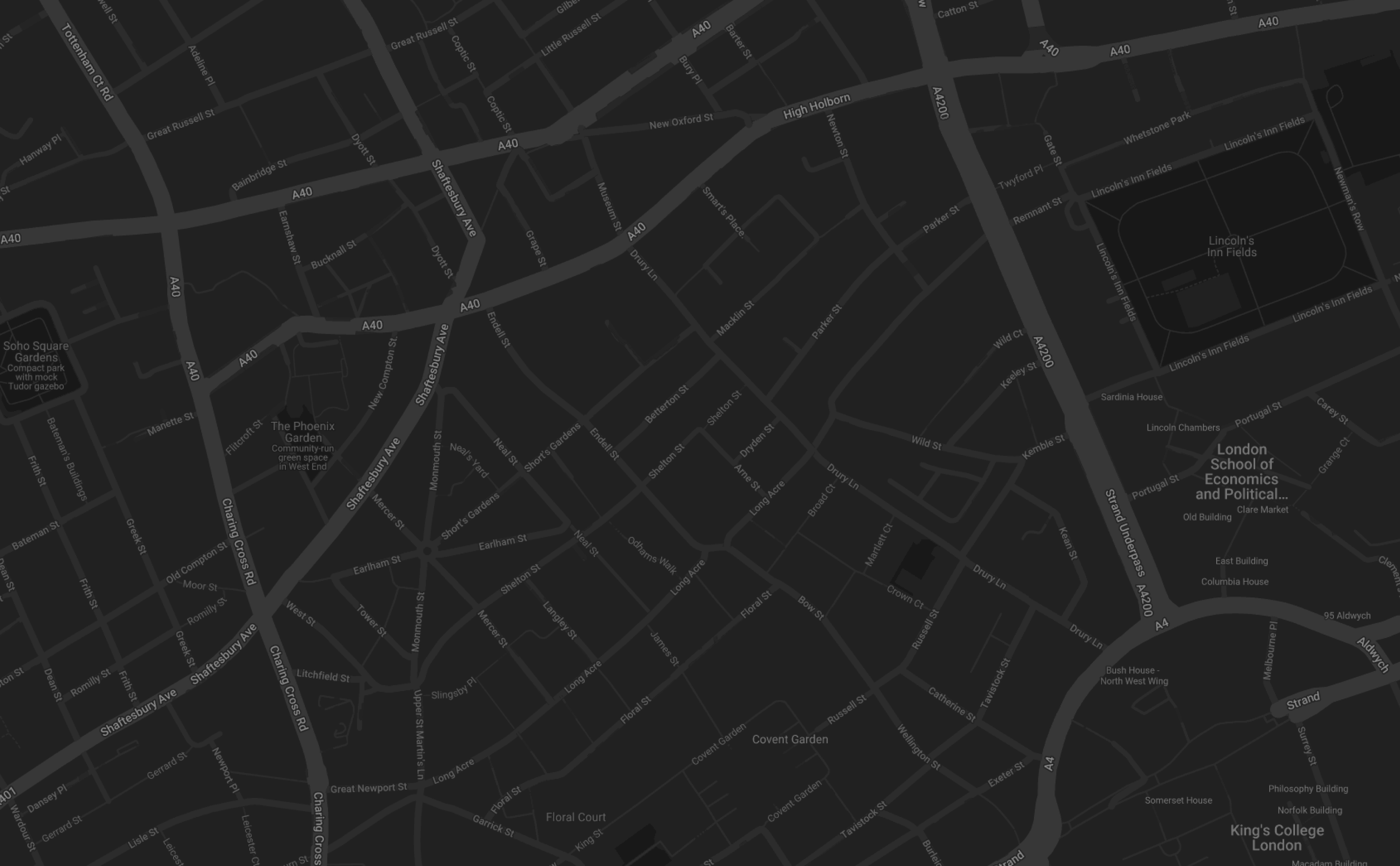 Black and white map of inner city London