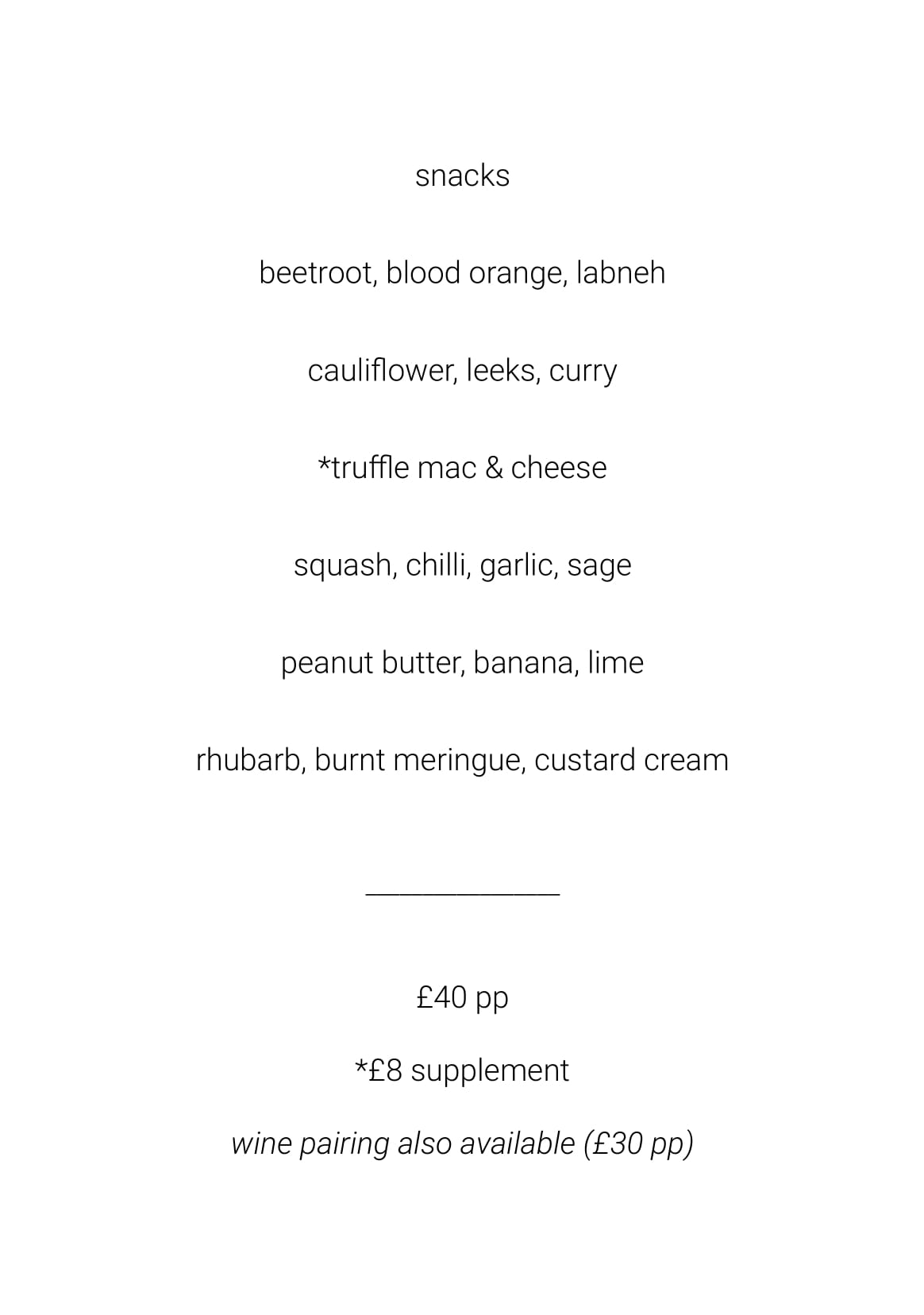 6 course vegetarian tasting menu