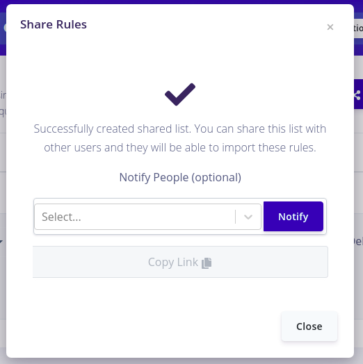 Copy Link Popup