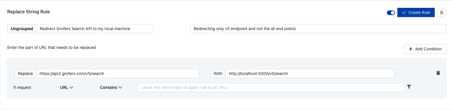 Redirect API from Prod to local using Requestly