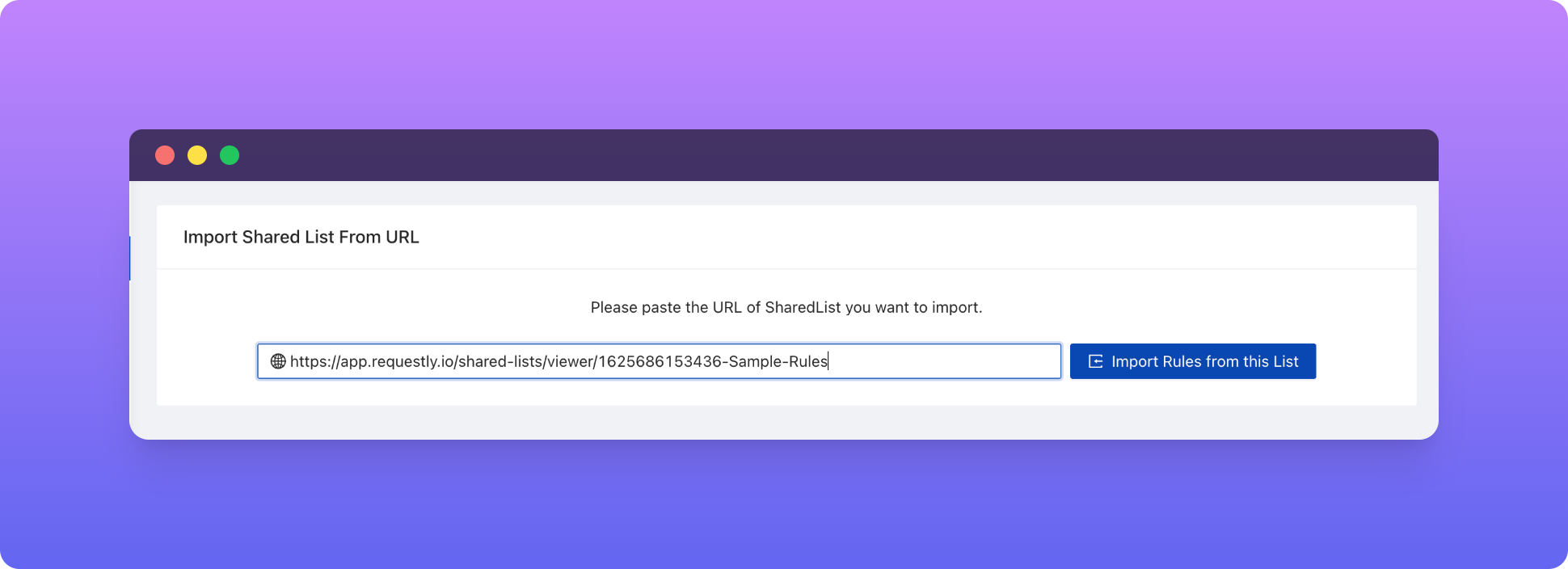 import URL dialog