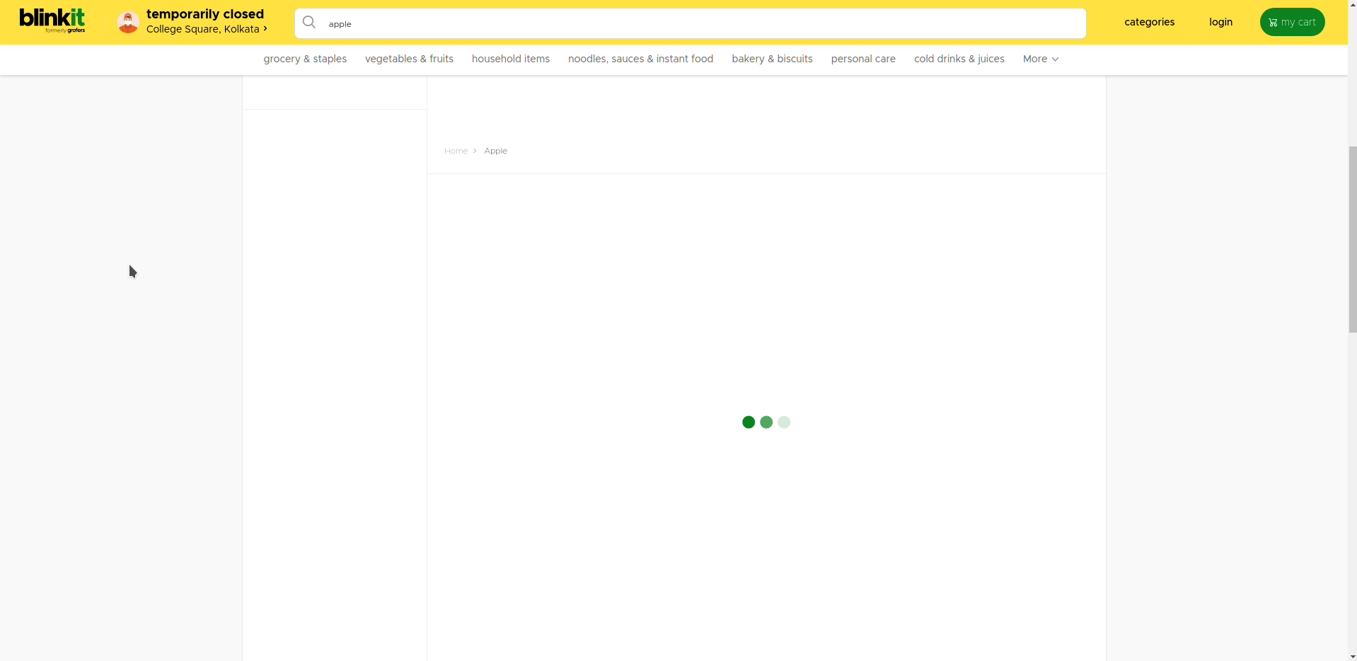 Searching on Blinkit