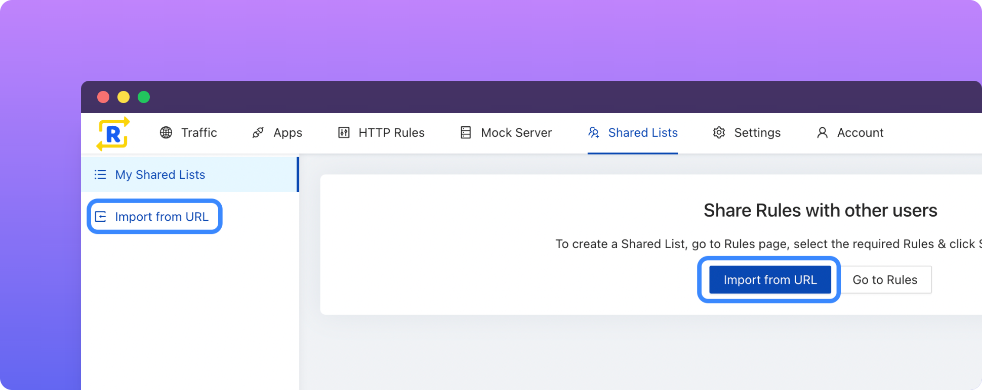 Click on import URL