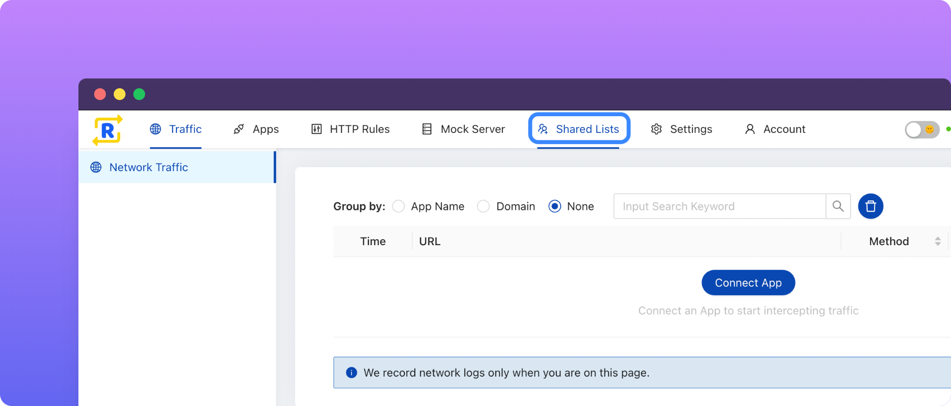 Click on Shared list menu