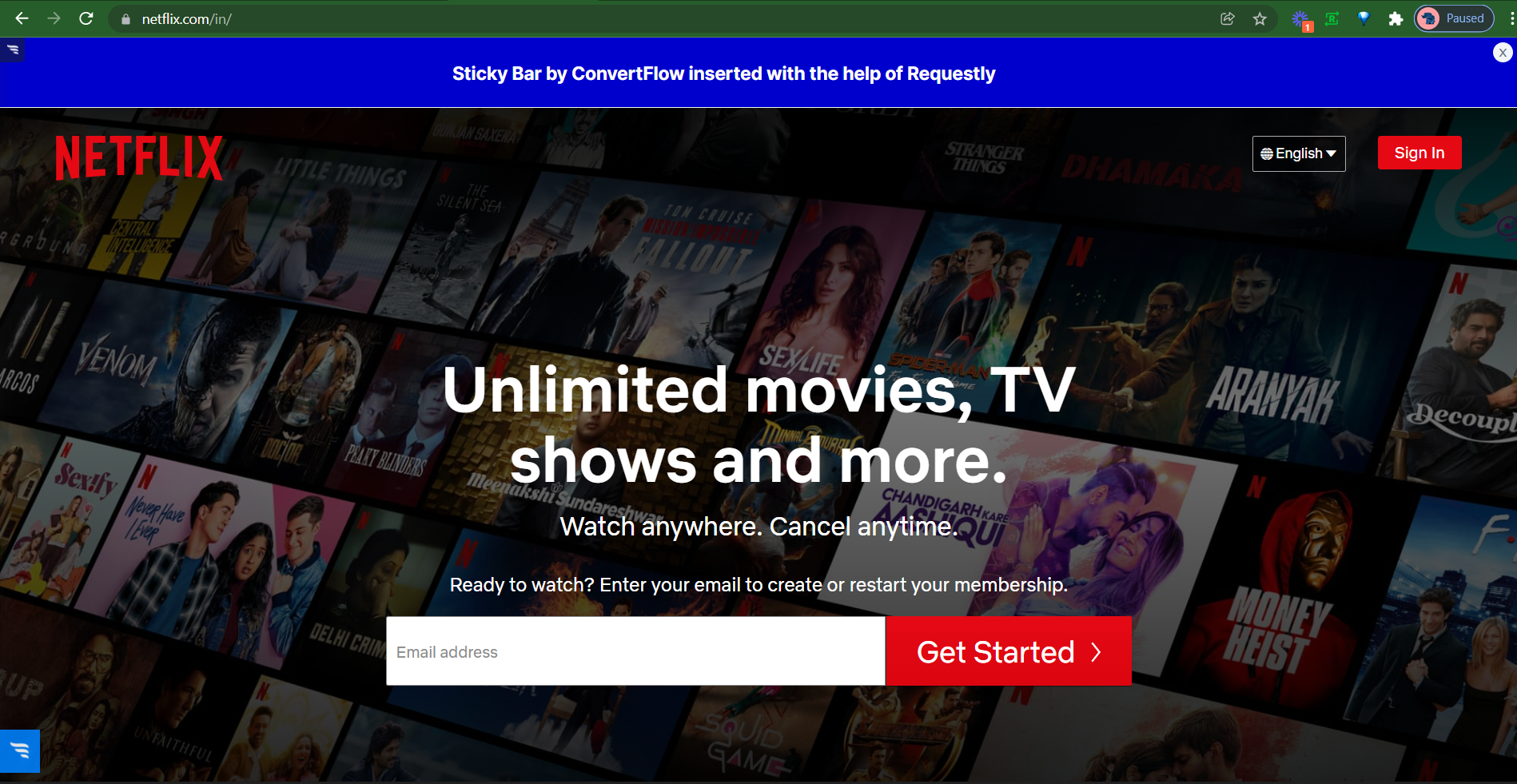 Test Convertflow on netflix