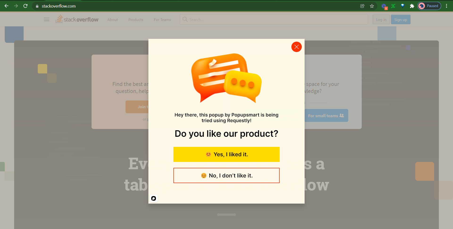 Test Popupsmart on stackoverflow