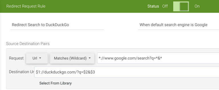 Redirect request rule