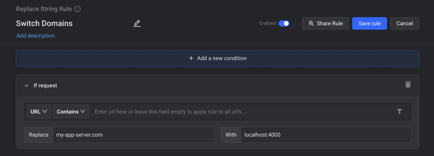 Replace rule in Requesly