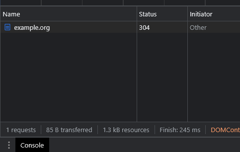 example.org 304 network request