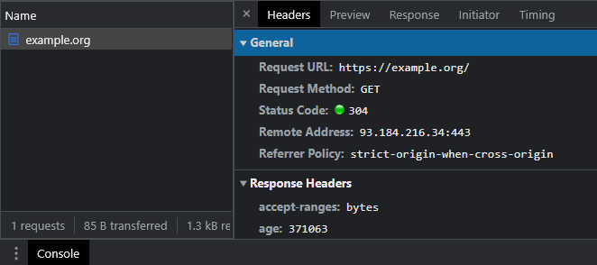 Headers of a network request