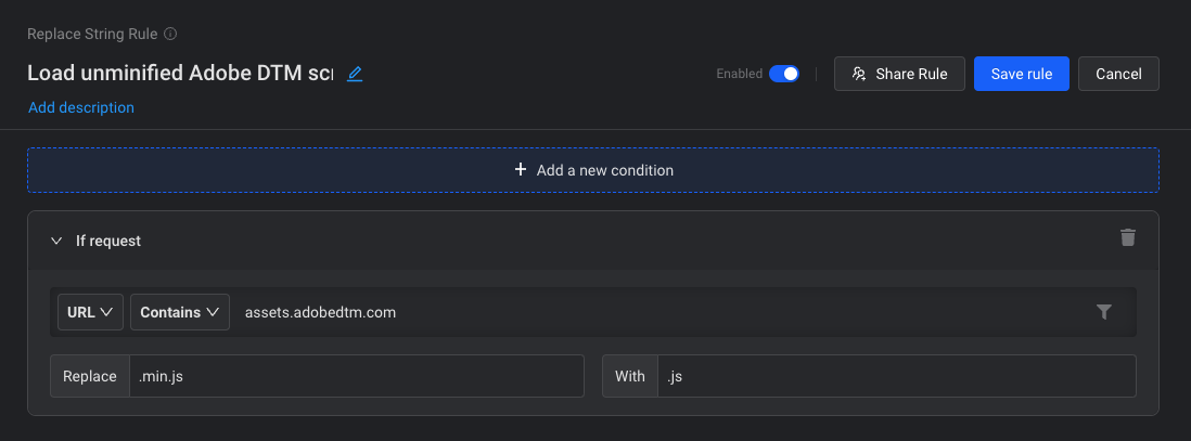 Replace String using Requestly