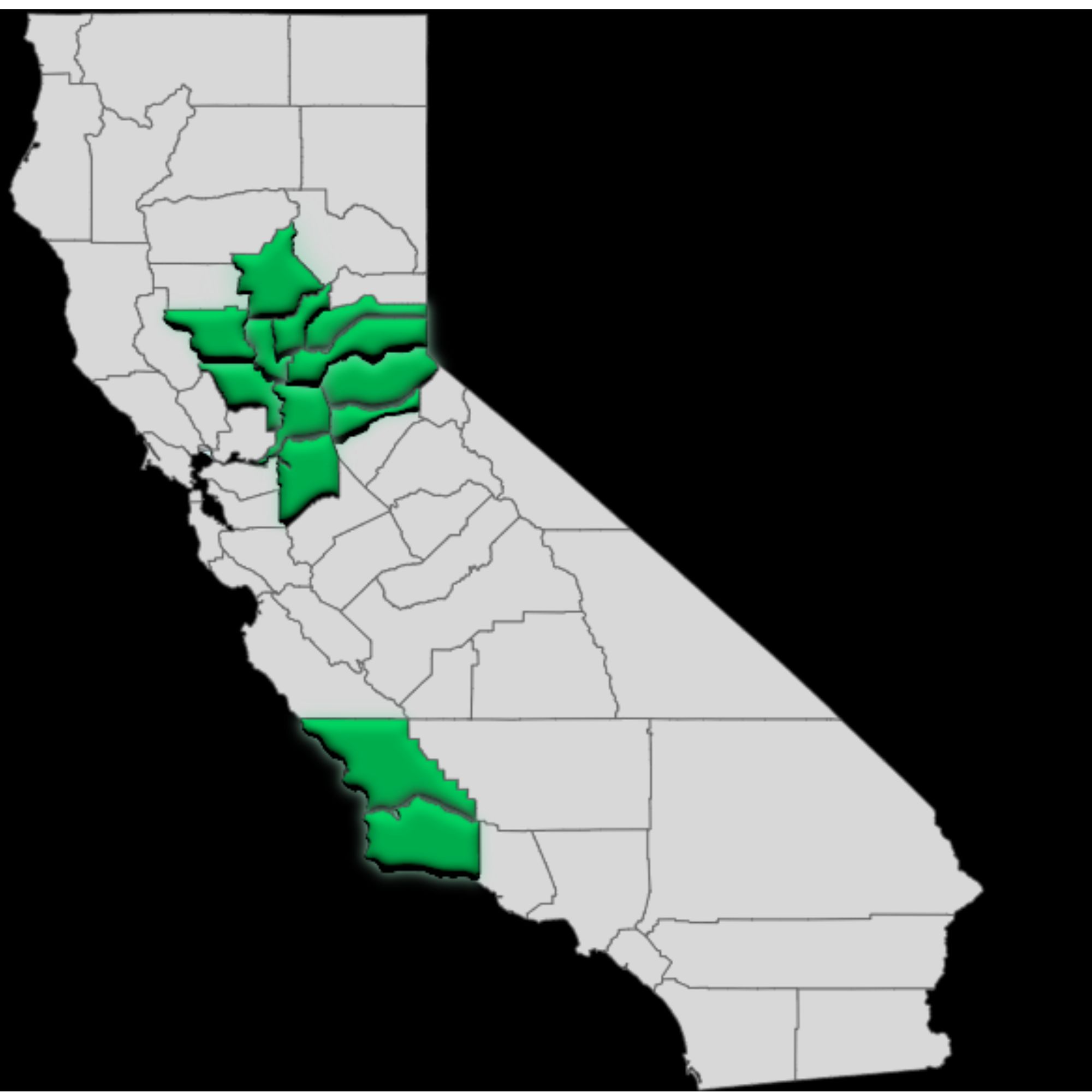 A map with Walker's next day service areas.