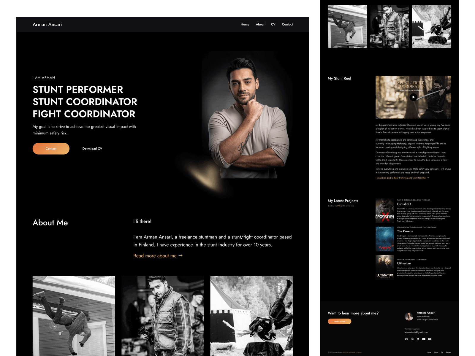 Alecom referenssi Arman Ansari kotisivut toteutettuna Webflow-alustalla